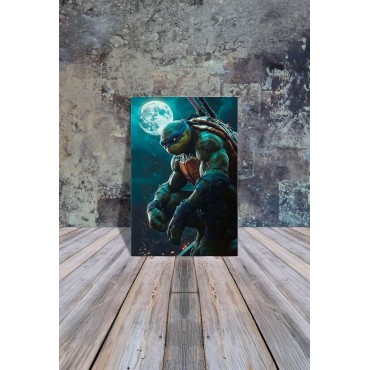 Placa Decorativa Leonardo Turtle Ninja Metálica Cuadro Póster HD