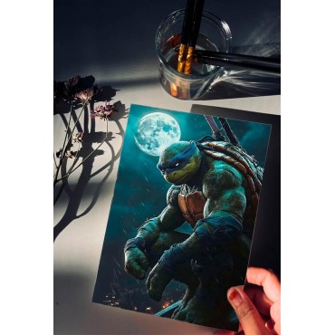 Placa Decorativa Leonardo Turtle Ninja Metálica Cuadro Póster HD