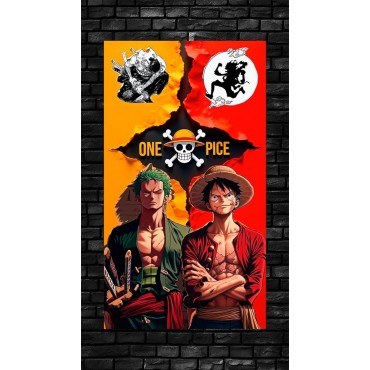 Placa Decorativa Luffy & Roronoa Metálica Cuadro Póster HD