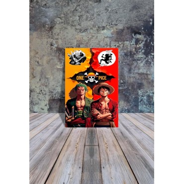 Placa Decorativa Luffy & Roronoa Metálica Cuadro Póster HD