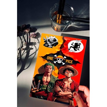 Placa Decorativa Luffy & Roronoa Metálica Cuadro Póster HD