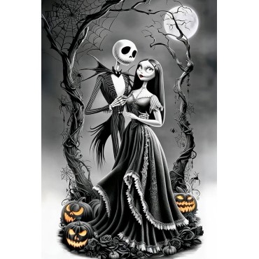 Placa Decorativa Jack & Sally Pesadilla Antes de Navidad Metálica Cuadro Póster HD