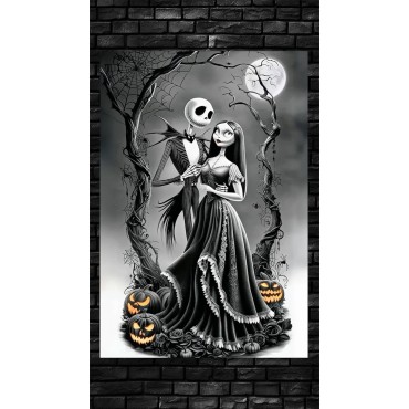 Placa Decorativa Jack & Sally Pesadilla Antes de Navidad Metálica Cuadro Póster HD