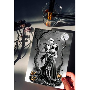 Placa Decorativa Jack & Sally Pesadilla Antes de Navidad Metálica Cuadro Póster HD
