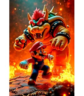 Placa Decorativa Mario & Bowser Metálica Cuadro Póster HD