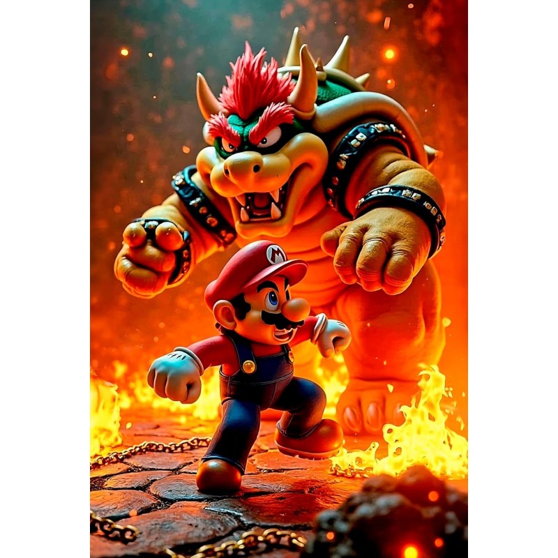 Placa Decorativa Mario & Bowser Metálica Cuadro Póster HD