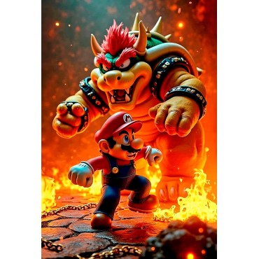 Placa Decorativa Mario & Bowser Metálica Cuadro Póster HD