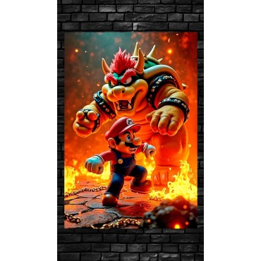Placa Decorativa Mario & Bowser Metálica Cuadro Póster HD