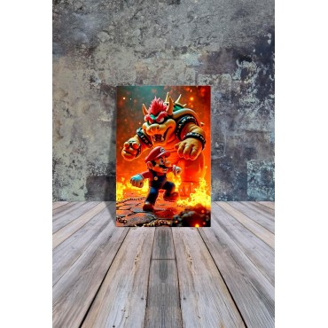 Placa Decorativa Mario & Bowser Metálica Cuadro Póster HD