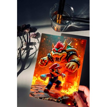 Placa Decorativa Mario & Bowser Metálica Cuadro Póster HD