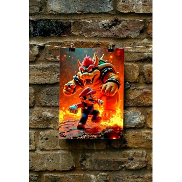 Placa Decorativa Mario & Bowser Metálica Cuadro Póster HD