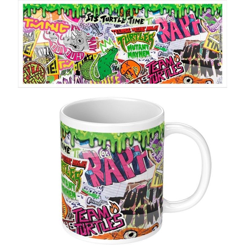 Taza Graffiti Las Tortugas Ninja TMNT Mutant Mayhem Cerámica 320 mls
