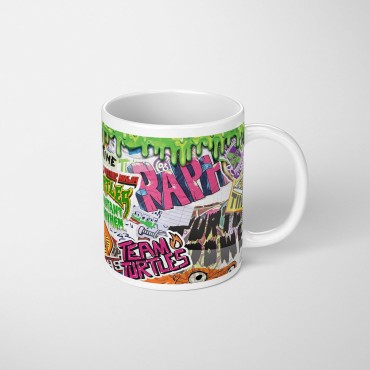 Taza Graffiti Las Tortugas Ninja TMNT Mutant Mayhem Cerámica 320 mls