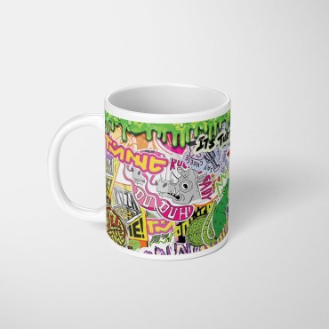Taza Graffiti Las Tortugas Ninja TMNT Mutant Mayhem Cerámica 320 mls