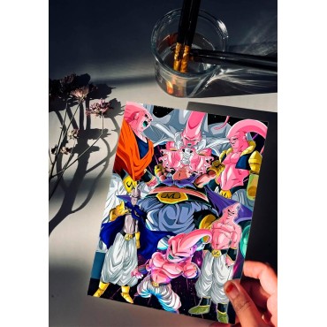 Placa Decorativa Majin Buu Fases Dragon Ball Z Metálica Cuadro Póster HD