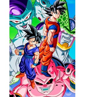 Placa Decorativa Goku Gohan y Villanos Z Dragon Ball Z Metálica Cuadro Póster HD