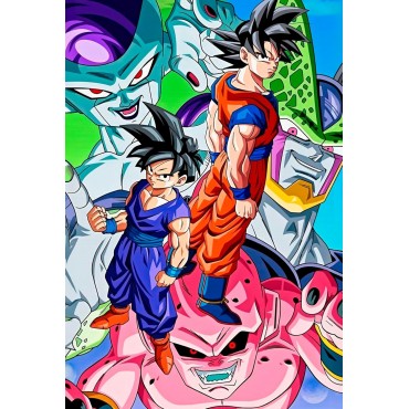 Placa Decorativa Goku Gohan y Villanos Z Dragon Ball Z Metálica Cuadro Póster HD