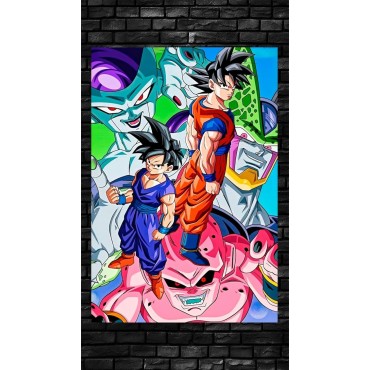 Placa Decorativa Goku Gohan y Villanos Z Dragon Ball Z Metálica Cuadro Póster HD