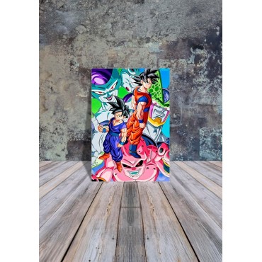 Placa Decorativa Goku Gohan y Villanos Z Dragon Ball Z Metálica Cuadro Póster HD