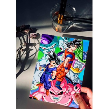 Placa Decorativa Goku Gohan y Villanos Z Dragon Ball Z Metálica Cuadro Póster HD
