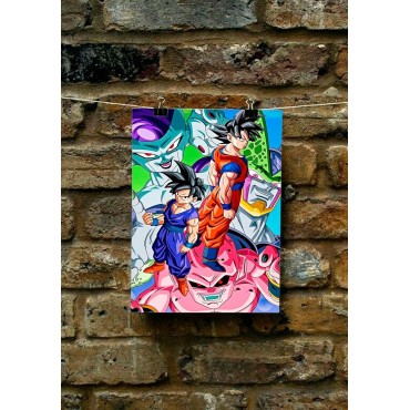 Placa Decorativa Goku Gohan y Villanos Z Dragon Ball Z Metálica Cuadro Póster HD