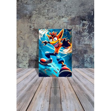 Placa Decorativa Crash Bandicoot Metálica Cuadro Póster HD