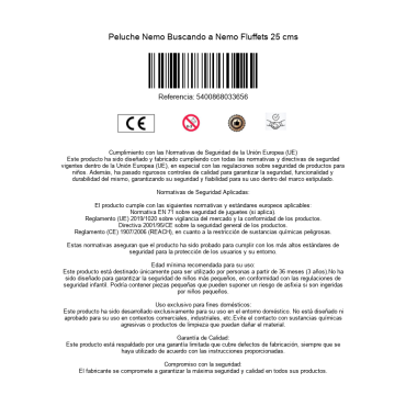 Peluche Nemo Buscando a Nemo Fluffets 25 cms