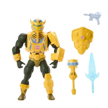 Figura Man At Arms Bumblebee Armor MOTU X Transformers European Exclusive Articulada 14 cms