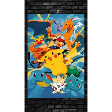 Placa Decorativa Ash Pokémon Metálica Cuadro Póster HD