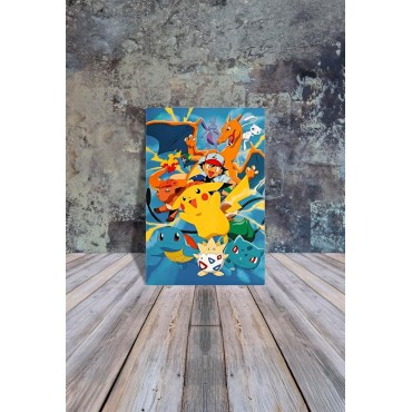 Placa Decorativa Ash Pokémon Metálica Cuadro Póster HD
