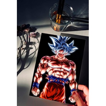 Placa Decorativa Black Fondo Goku Metálica Cuadro Póster HD