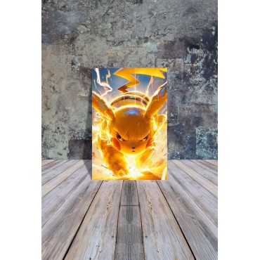 Placa Decorativa Pikachu Metálica Cuadro Póster HD