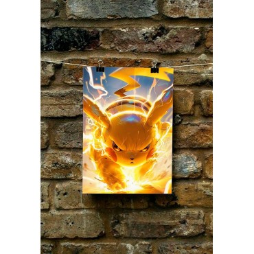 Placa Decorativa Pikachu Metálica Cuadro Póster HD
