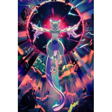 Placa Decorativa Pokémon Mewtwo Metálica Cuadro Póster HD
