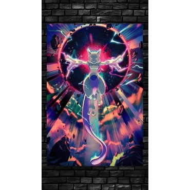 Placa Decorativa Pokémon Mewtwo Metálica Cuadro Póster HD