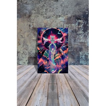 Placa Decorativa Pokémon Mewtwo Metálica Cuadro Póster HD