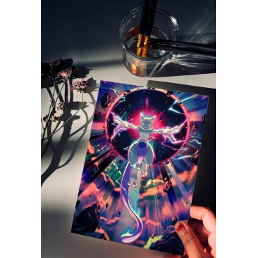 Placa Decorativa Pokémon Mewtwo Metálica Cuadro Póster HD