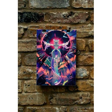 Placa Decorativa Pokémon Mewtwo Metálica Cuadro Póster HD