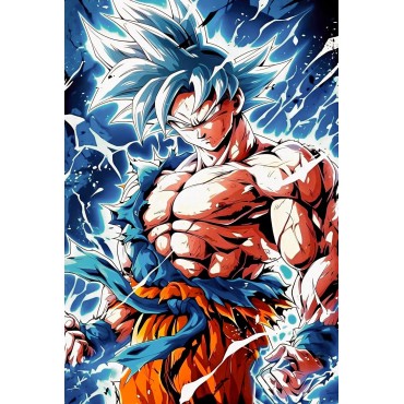 Placa Decorativa Goku Destello Metálica Cuadro Póster HD