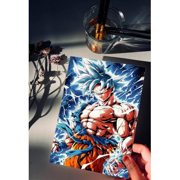 Placa Decorativa Goku Destello Metálica Cuadro Póster HD