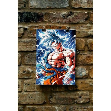 Placa Decorativa Goku Destello Metálica Cuadro Póster HD