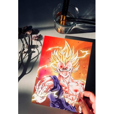 Placa Decorativa Super Majin Vegueta Metálica Cuadro Póster HD