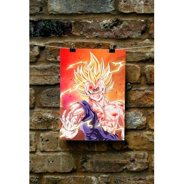 Placa Decorativa Super Majin Vegueta Metálica Cuadro Póster HD