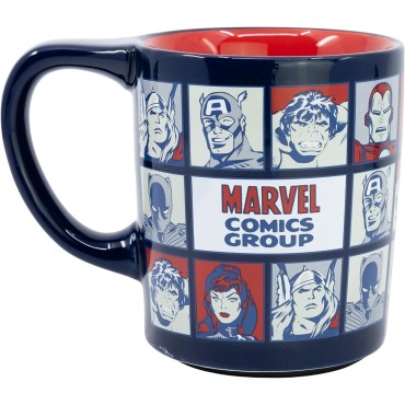Taza Antivuelco Superhéroes Clásicos Marvel Cómics Cerámica 380 mls