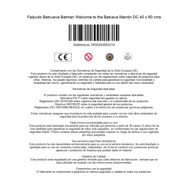 Felpudo Batcueva Batman Welcome to the Batcave Marrón DC 40 x 60 cms