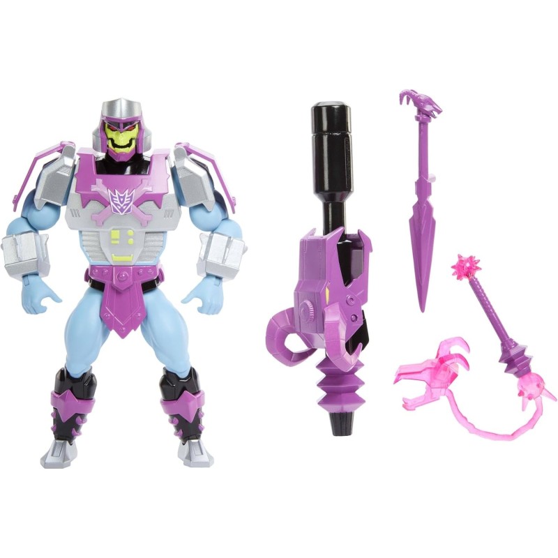 Masters of Universe Origins Transformers Skeletor con Armadura de Megatron Figura de acción de 13,97 cm, Juguete de colaboraci?