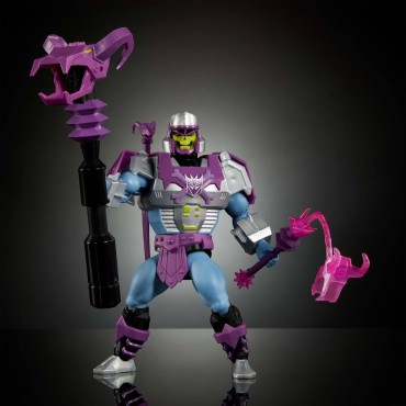 Masters of Universe Origins Transformers Skeletor con Armadura de Megatron Figura de acción de 13,97 cm, Juguete de colaboraci?