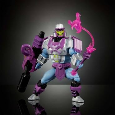 Masters of Universe Origins Transformers Skeletor con Armadura de Megatron Figura de acción de 13,97 cm, Juguete de colaboraci?