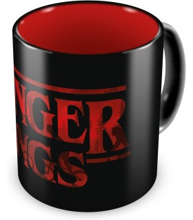 Taza Termocolora Logo Y Bosque Stranger Things Cerámica 350 mls