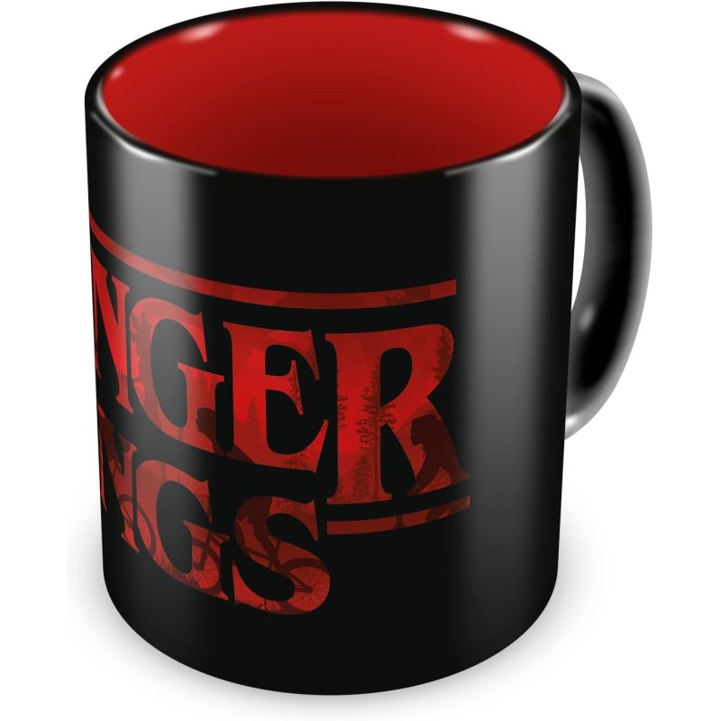 Taza Termocolora Logo Y Bosque Stranger Things Cerámica 350 mls